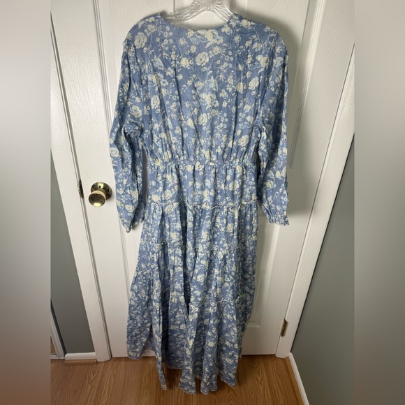 Free People Pappiet Cotton Midi Dress in Bluebell Combo L - Picture 6 of 9